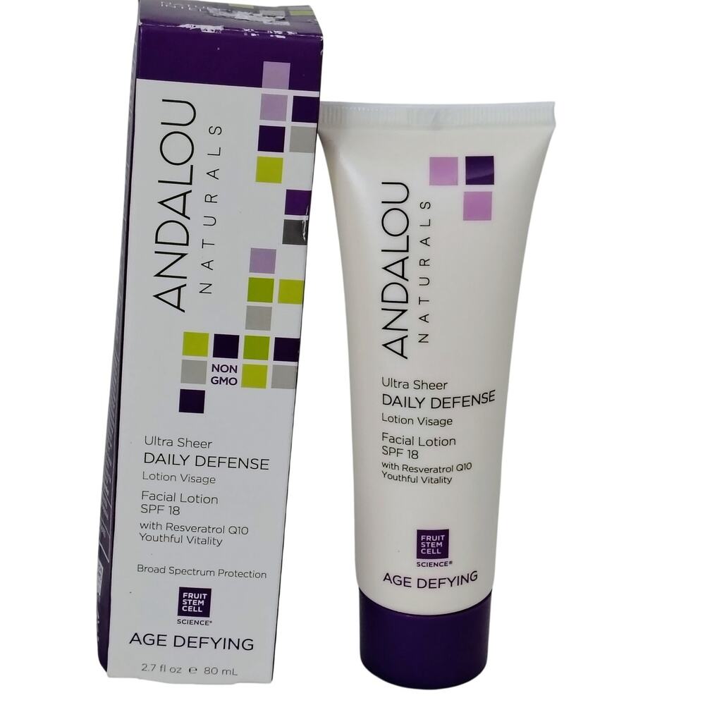 Andalou Naturals Ultra Sheer Daily Defense Facial Lotion SPF 18 2.7 oz. NEW